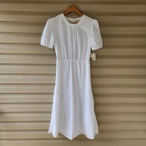 Ana white cotton lace midi dress